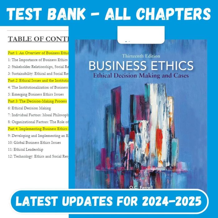 Test Bank for Ethics Ethical Decision Making and Cases, 13th Edition by Ferrell-Pass Test Bank