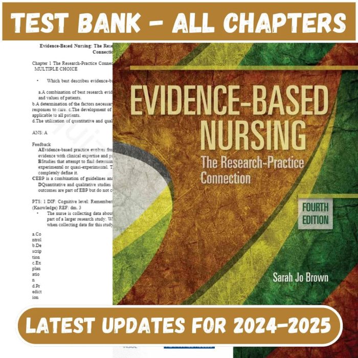 Test Bank for Evidence Based Nursing 4th Edition by Brown-Pass Test Bank