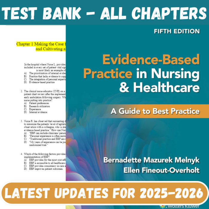 Test Bank for Evidence-Based Practice in Nursing & Healthcare: A Guide to Best Practice, 5th Edition by Bernadette-Pass Test Bank