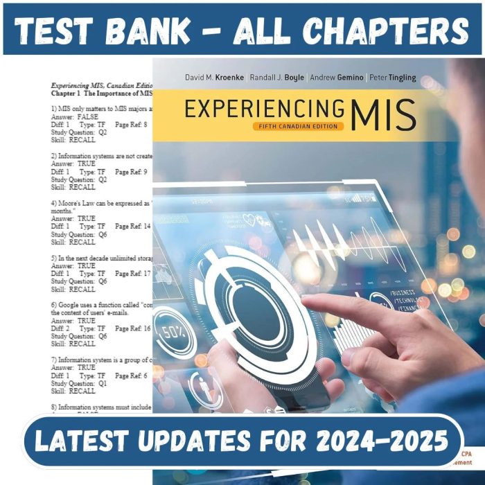 Test Bank for Experiencing MIS, Canadian Edition, 5th Edition by David M. Kroenke-Pass Test Bank