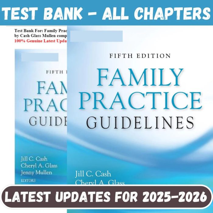 Test Bank for Family Practice Guidelines 5th Edition by Cash Glass Mullen-Pass Test Bank