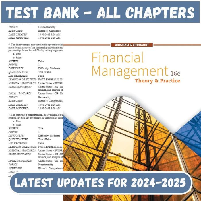Test Bank for Financial Management Theory & Practice 16th Edition by Brigham-Pass Test Bank