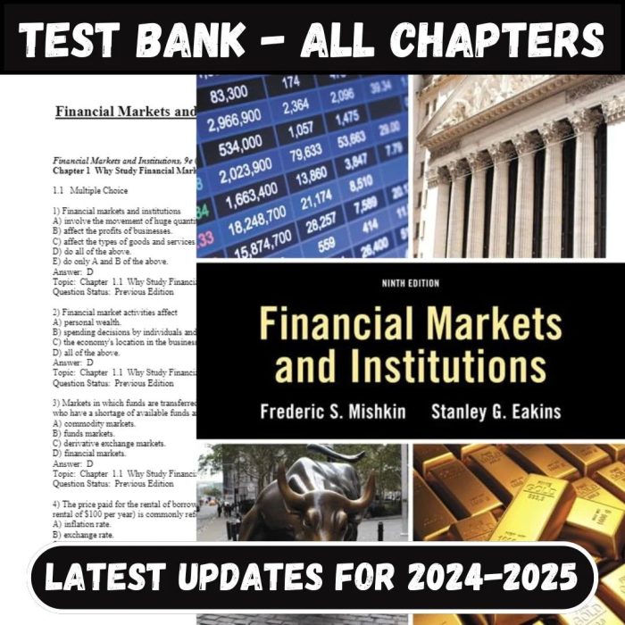 Test Bank for Financial Markets and Institutions 9th Edition by Mishkin-Pass Test Bank