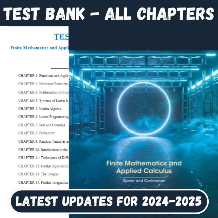 Test Bank for Finite Mathematics and Applied Calculus 8th Edition by Stefan Steven-Pass Test Bank