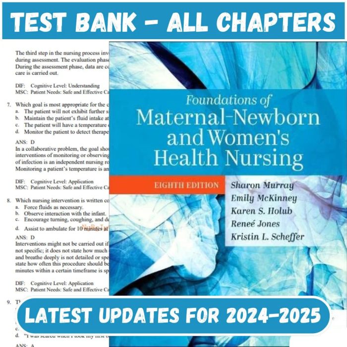Test Bank for Foundations Of Maternal-newborn And Womens Health Nursing 8th Edition by Murray-Pass Test Bank