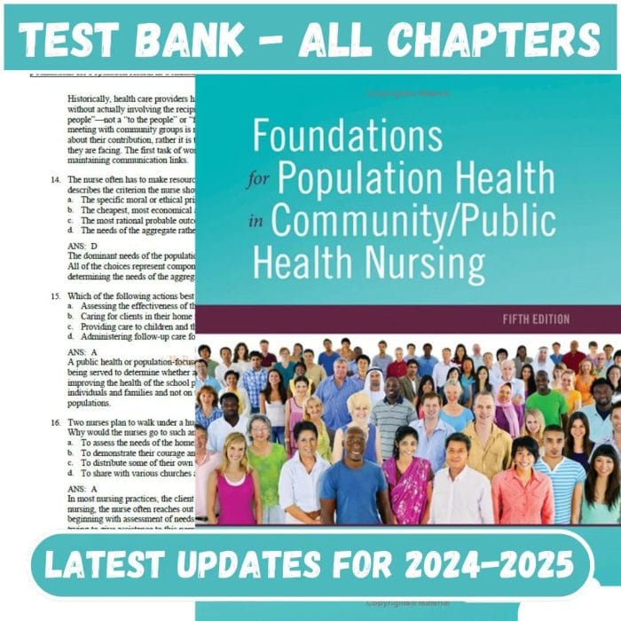 Test Bank for Foundations for Population Health in Community/Public Health Nursing 5th Edition by Marcia Stanhope-Pass Test Bank
