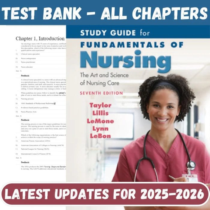 Test Bank for Fundamentals Of Nursing, 9th Edition by Carol R. Taylor-Pass Test Bank