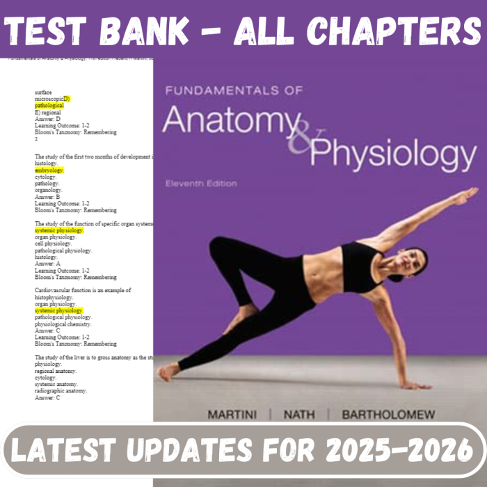 Test Bank for Fundamentals of Anatomy and Physiology 11th Edition by Nath Bartholomew Martini-Pass Test Bank