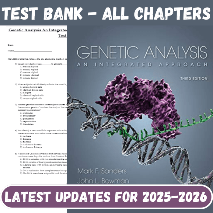 Test Bank for Genetic Analysis-An Integrated Approach, 3rd Edition by Sanders-Pass Test Bank