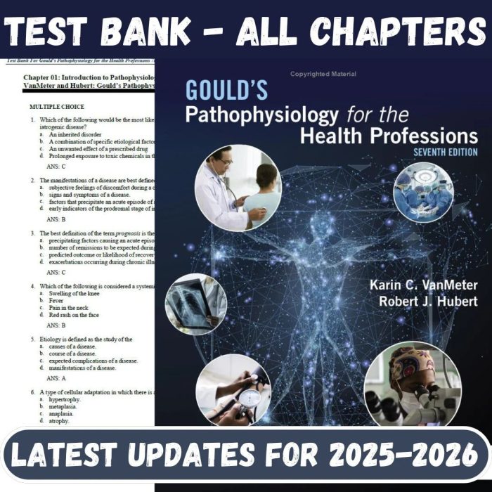 Test Bank for Goulds Pathophysiology for the Health Professions, 7th Edition by VanMeter-Pass Test Bank