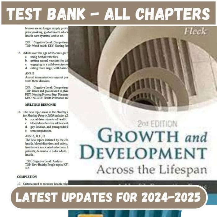 Test Bank for Growth and Development Across the Lifespan 2nd Edition by Leifer Fleck-Pass Test Bank