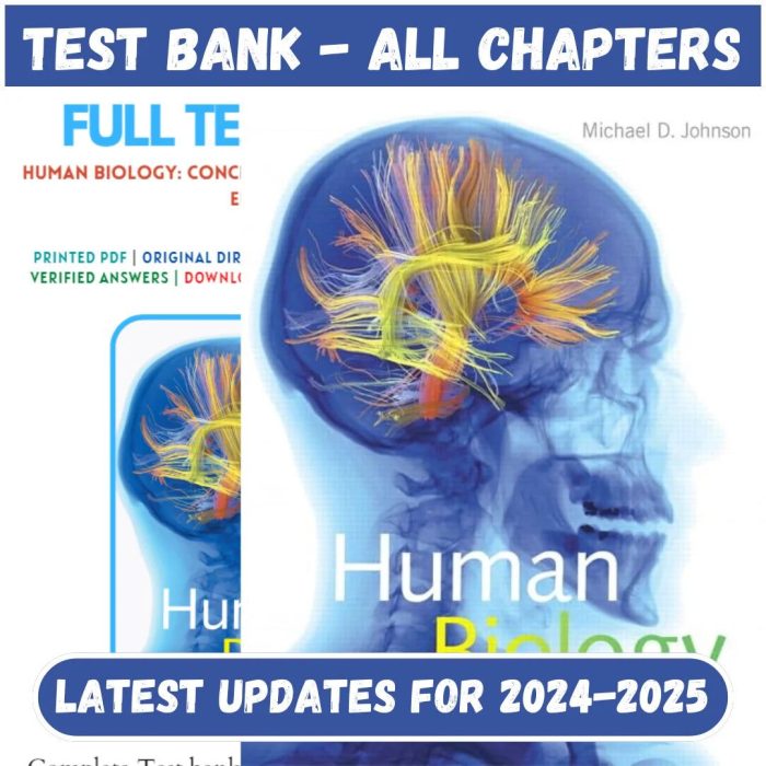 Test Bank for Human Biology Concepts and Current Issues 8th Edition by Johnson-Pass Test Bank