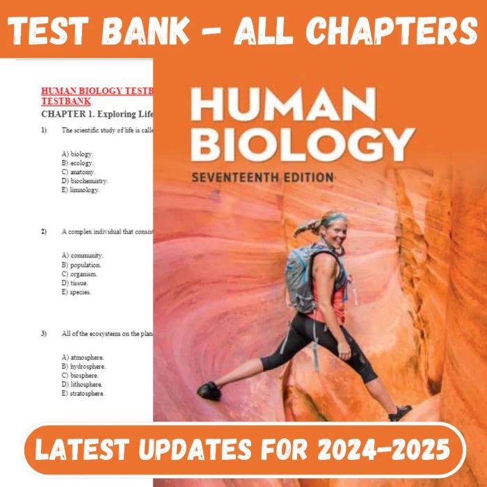 Test Bank for Human Biology Test Bank- 17th Edition by Sylvia S. Mader-Pass Test Bank