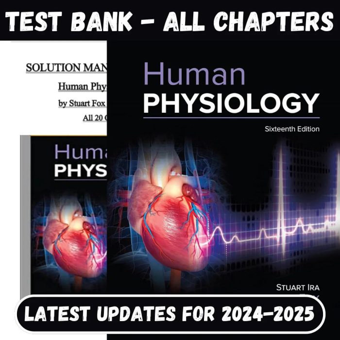 Test Bank for Human Physiology 16th Edition by Stuart Fox-Pass Test Bank