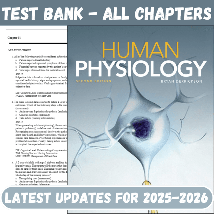 Test Bank for Human Physiology, 2nd Edition by Derrickson-Pass Test Bank