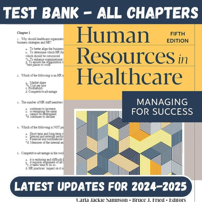 Test Bank for Human Resources in Healthcare: Managing for Success 5th Edition by Carla Jackie Sampson and Bruce Fried-Pass Test Bank