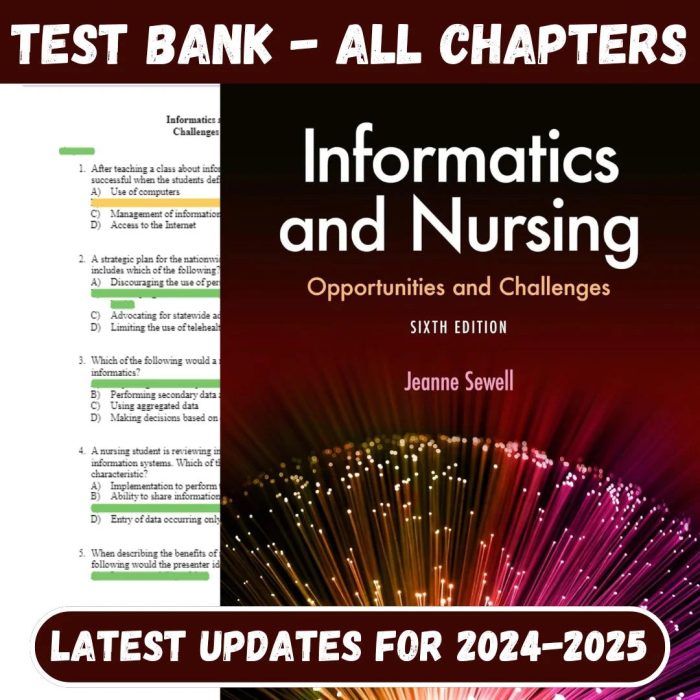 Test Bank for Informatics and Nursing Opportunities and Challenges 6th Edition by Sewell-Pass Test Bank