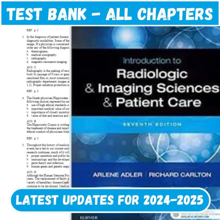 Test Bank for Introduction to Radiologic and Imaging Sciences and Patient Care 7th Edition by Adler-Pass Test Bank