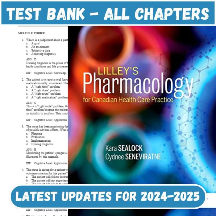 Test Bank for Lilley’s Pharmacology for Canadian Health Care Practice 4th Edition by Kara-Pass Test Bank