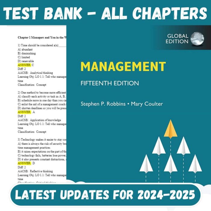Test Bank for Management Global, 15th Edition by Stephen P. Robbins-Pass Test Bank