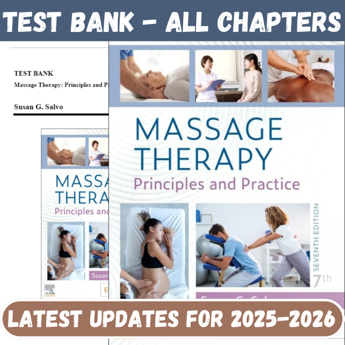 Test Bank for Massage Therapy-Principles and Practice, 7th Edition by Salvo-Pass Test Bank