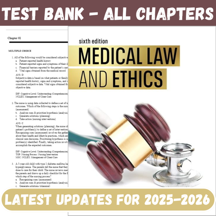 Test Bank for Medical Law and Ethics, 6th Edition by Fremgen-Pass Test Bank