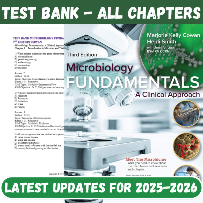 Test Bank for Microbiology Fundamentals-A Clinical Approach, 3rd Edition by Cowan-Pass Test Bank