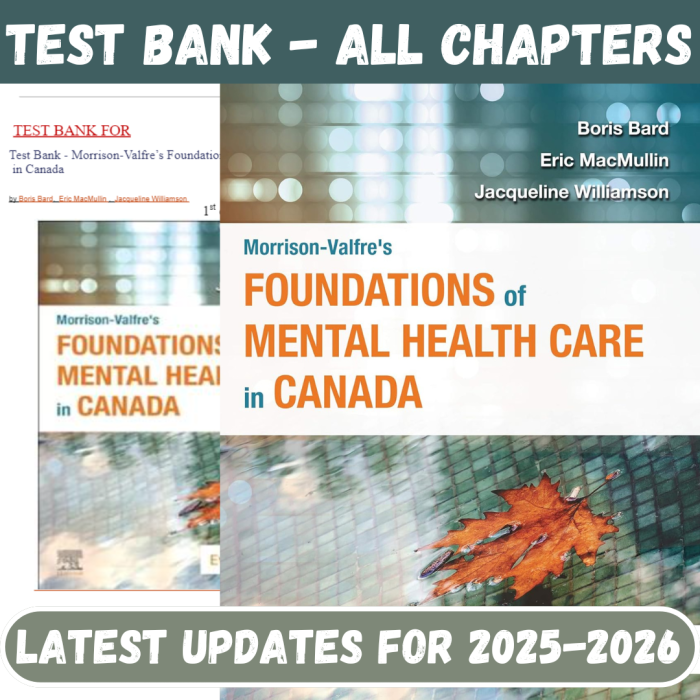 Test Bank for Morrison-Valfre’s Foundations of Mental Health Care in Canada, 1st Edition by Bard-Pass Test Bank