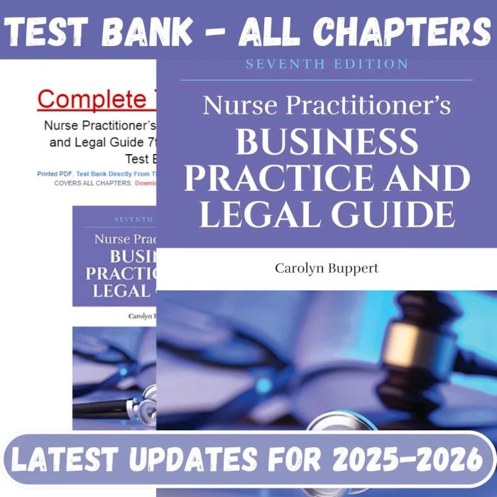 Test Bank for Nurse Practitioner’s Business Practice and Legal Guide 7th Edition by Buppert-Pass Test Bank