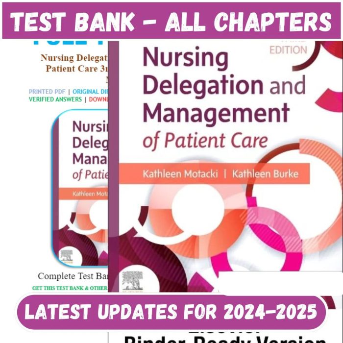 Test Bank for Nursing Delegation and Management of Patient Care 3rd Edition by Motacki-Pass Test Bank