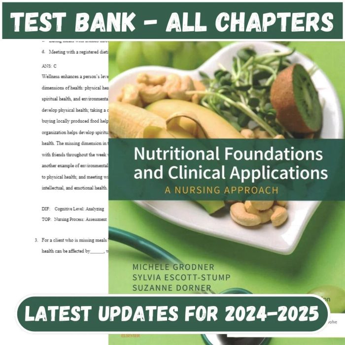 Test Bank for Nutritional Foundations and Clinical Applications 8th Edition by Michele Grodner-Pass Test Bank