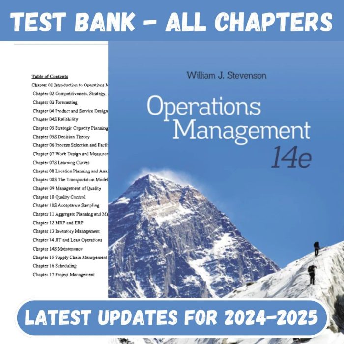 Test Bank for Operations Management 14th Edition by Stevenson-Pass Test Bank