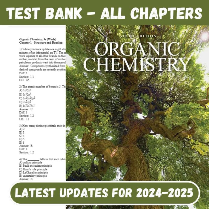 Test Bank for Organic Chemistry 9th Edition by Leroy-Pass Test Bank