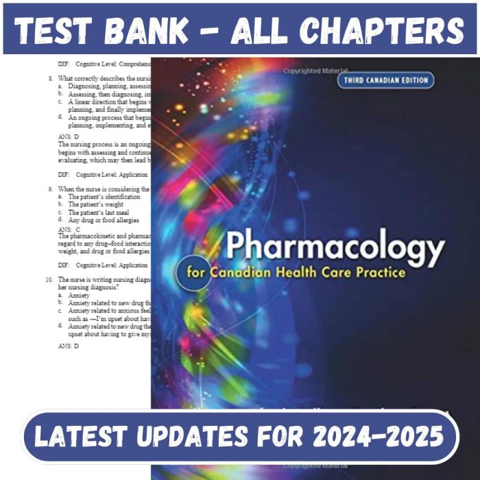 Test Bank for Pharmacology for Canadian Health Care Practice 3rd Edition by Lilley-Pass Test Bank