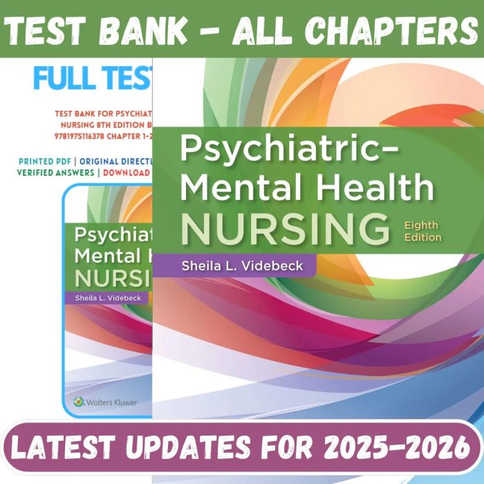 Test Bank for Psychiatric-Mental Health Nursing 8th Edition by Sheila L.Videbeck-Pass Test Bank