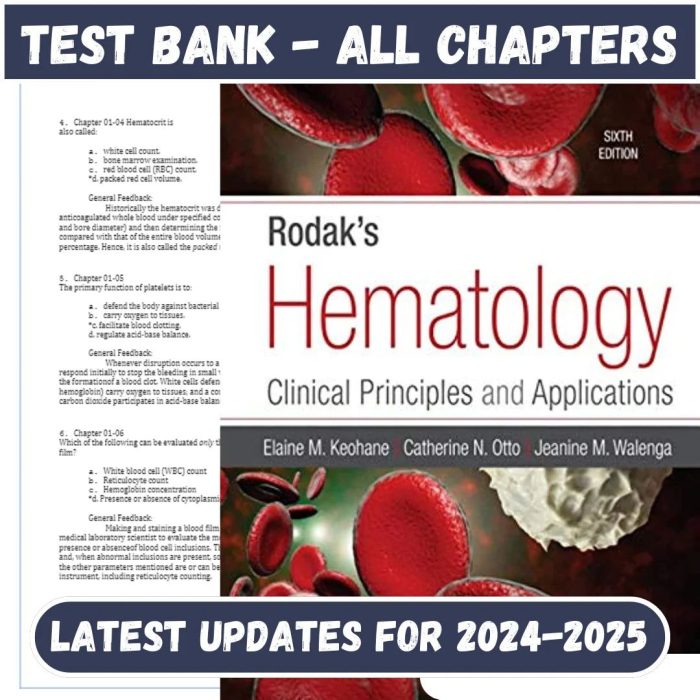 Test Bank for Rodak’s Hematology 6th Edition by Walenga-Pass Test Bank