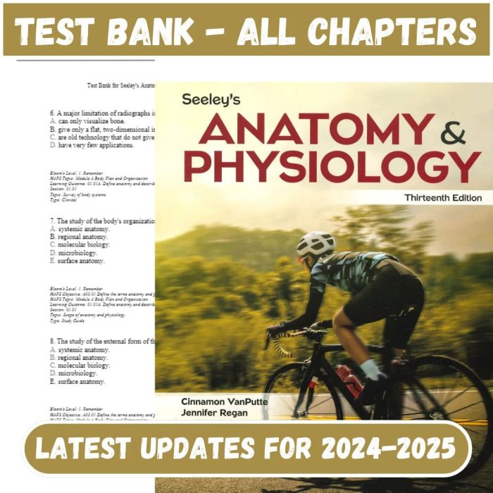 Test Bank for Seeley’s Anatomy & Physiology 13th Edition by Cinnamon-Pass Test Bank