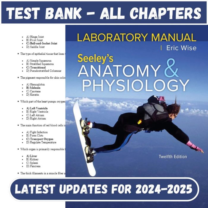 Test Bank for Seeleys Anatomy and Physiology, 12th Edition by VanPutte-Pass Test Bank
