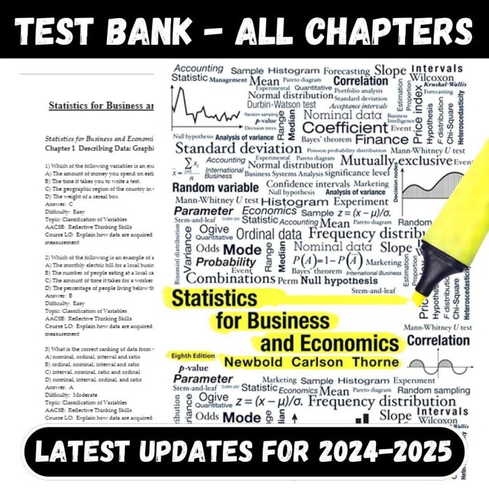 Test Bank for Statistics for Business and Economics 8th Edition by Carlson-Pass Test Bank
