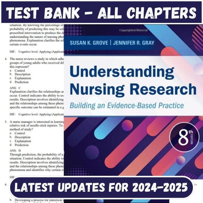 Test Bank for Understanding Nursing Research: Building an Evidence-Based Practice 8th Edition by Susan K. Grove-Pass Test Bank
