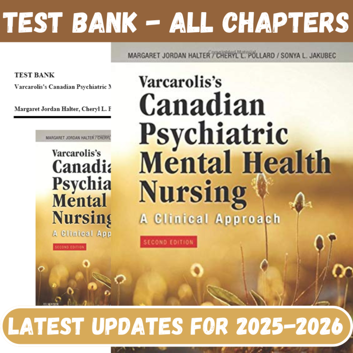 Test Bank for Varcarolis Canadian Psychiatric Mental Health Nursing, 2nd Edition by Halter-Pass Test Bank