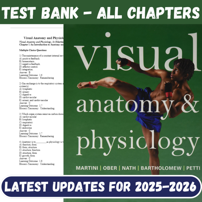 Test Bank for Visual Anatomy & Physiology 3rd Edition by Frederic Martini-Pass Test Bank