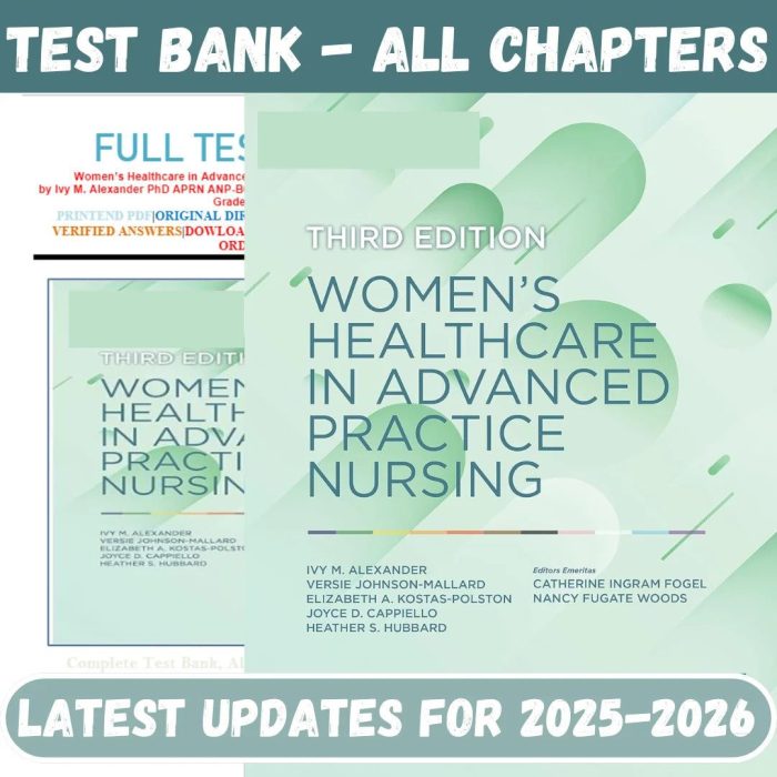 Test Bank for Women’s Healthcare in Advanced Practice Nursing, 3rd Edition by Ivy M. Alexander-Pass Test Bank