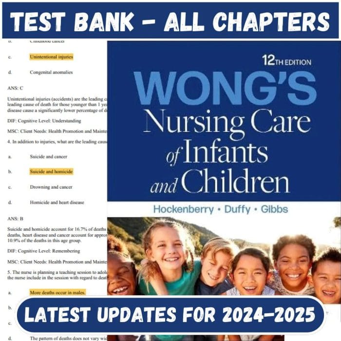 Test Bank for Wong’s Nursing Care of Infants and Children 12th Edition by Marilyn J. Hockenberry-Pass Test Bank