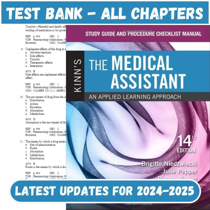 Test Bank for for Kinn’s the Medical Assistant 14th Edition by Niedzwiecki-Pass Test Bank