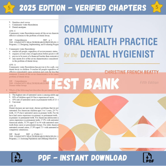 Test bank – Community Oral Health Practice for the Dental Hygienist 5th Edition (Christine French Beatty, 2016)-Pass Test Bank