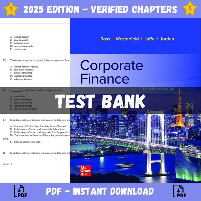 Test bank – Corporate Finance 13th Edition(Stephen Ross, 2021)-Pass Test Bank