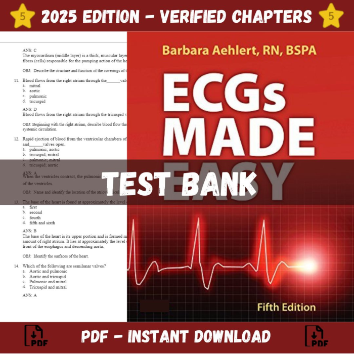 Test bank – ECGs Made Easy 5th Edition (Barbara Aehlert, 2013)-Pass Test Bank