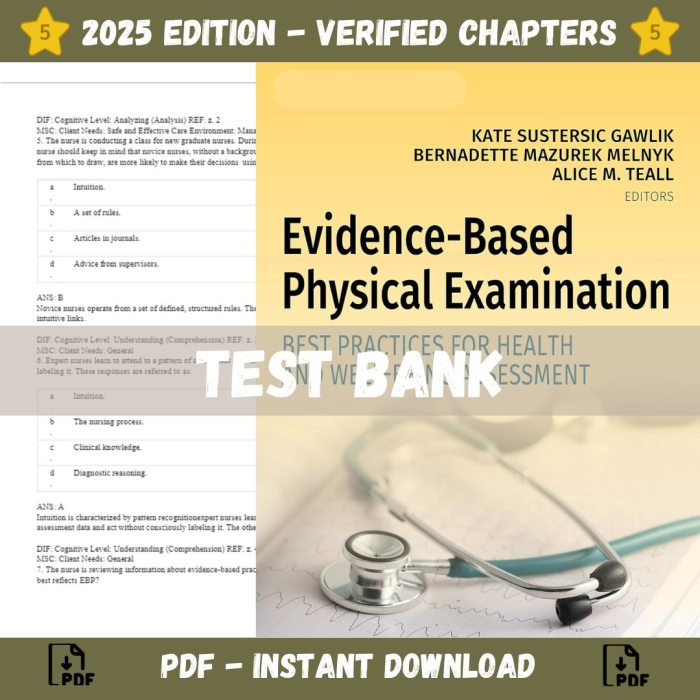 Test bank – Evidence-Based Physical Examination Best Practices for Health 1st Edition-Pass Test Bank