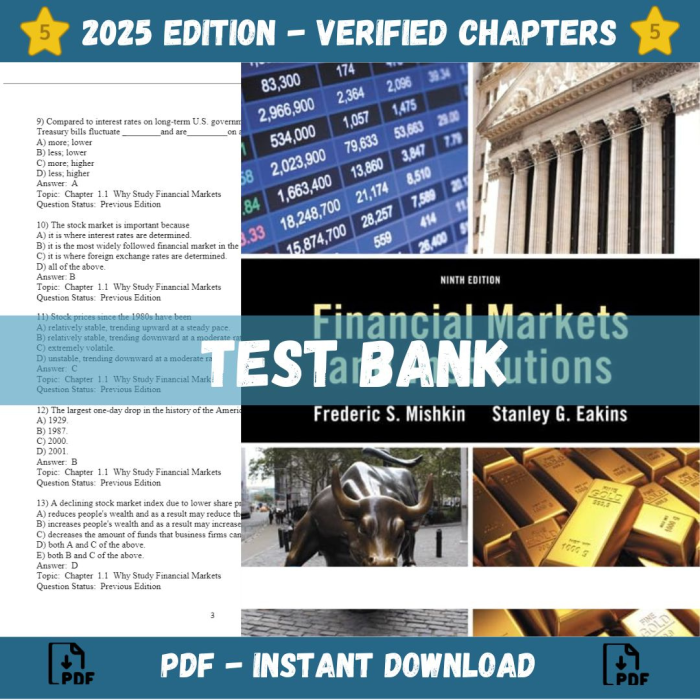 Test bank – Financial Markets and Institutions 9th Edition (Mishkin, 2017)-Pass Test Bank